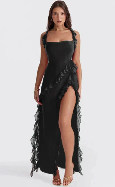 Shane - Elegant Ruffle Split Maxi Dress