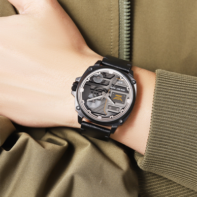 Men's Leather Watch with Quartz Movement