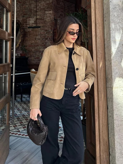 Karly - Beige Leather Jacket
