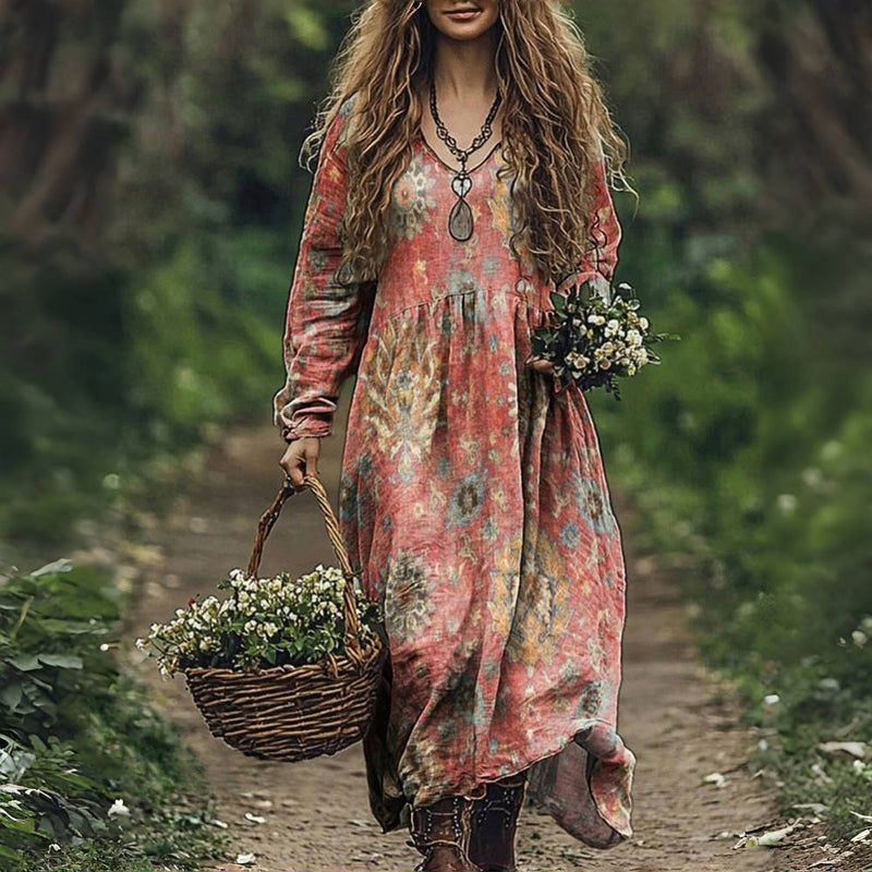Joni – Vintage Ethnic Print Dress