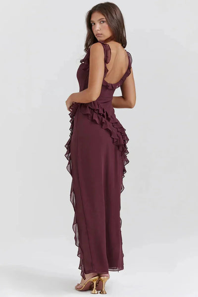 Shane - Elegant Ruffle Split Maxi Dress