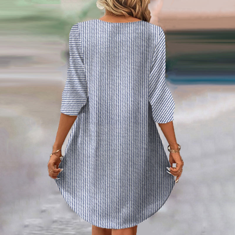 Nene – [Long Sleeves] Vintage Striped Dress