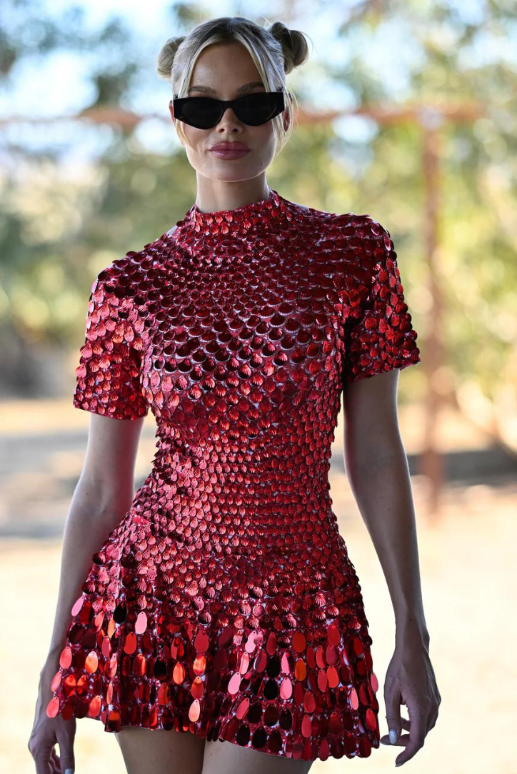 Solene | Shimmer High Neck Mini Dress