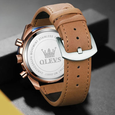 Classic Quartz Watch with Leather Strap