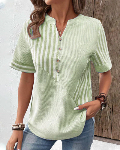 Nora | Striped Button-Down Top