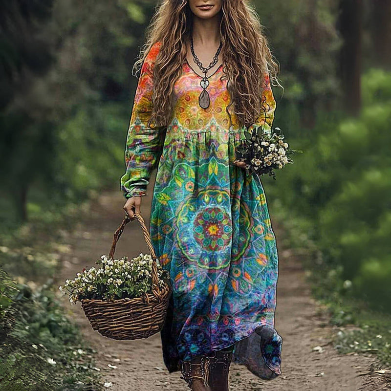 Polly – Vintage Ethnic Print Dress