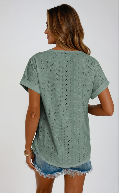 Nia | Casual Eyelet Blouse