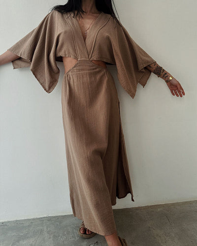 Maddie - Casual Linen V-Neck Maxi Dress