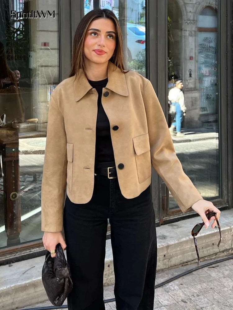 Karly - Beige Leather Jacket
