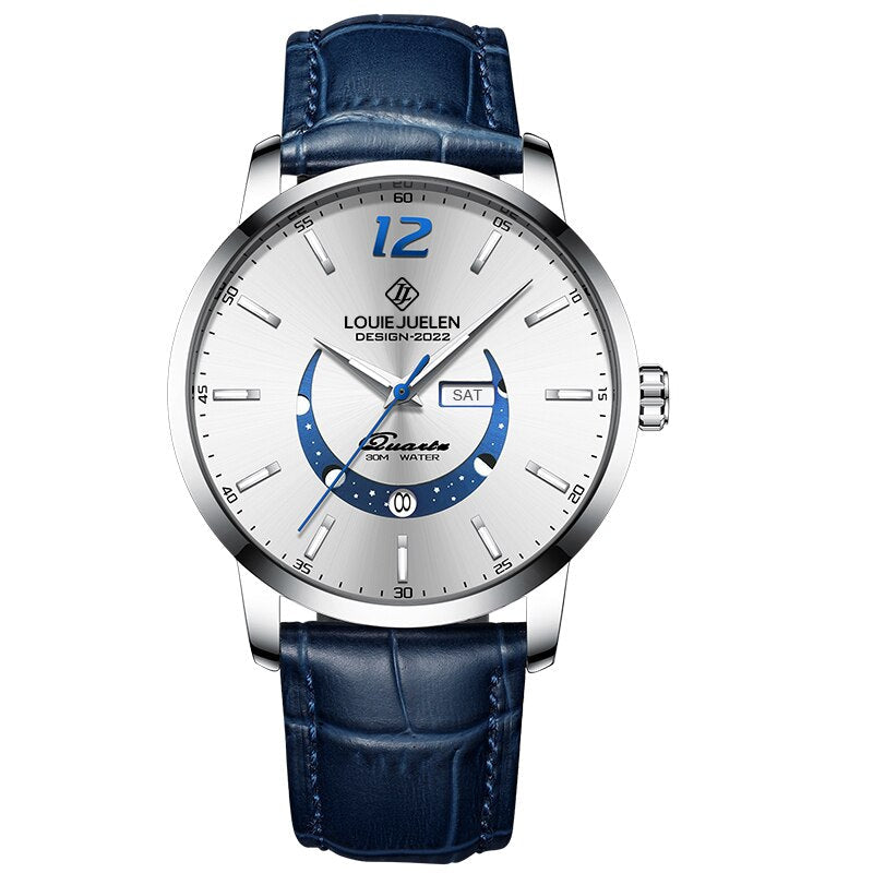 Elegant Luminous Watch with Moon Phase