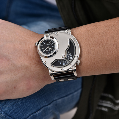 Watch With Multiple Time Zones on a Leather Strap
