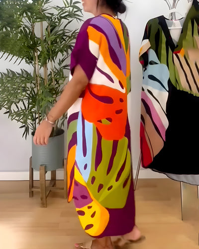Roos™ - Casual Dress with Colorful Leaf Print