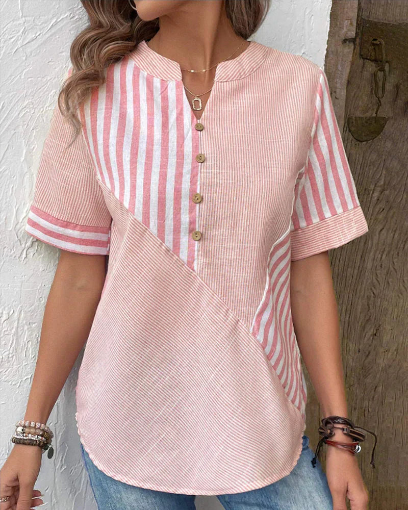 Nora | Striped Button-Down Top
