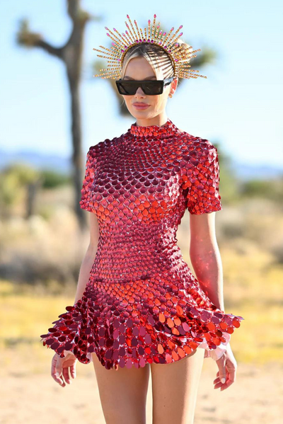 Solene | Shimmer High Neck Mini Dress