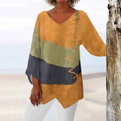 Olivia | Flowy Color-block Blouse