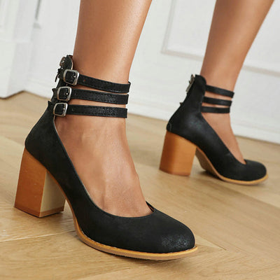 Caa™ – Sleek Sandals with Ankle Strap and Block Heel