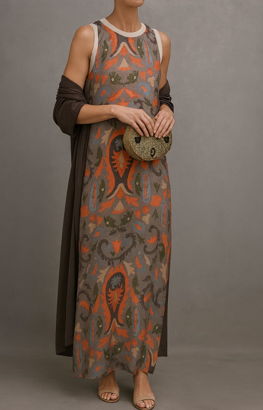 Raffaella – Elegant long dress with matching shawl and refined silhouette for special occasions