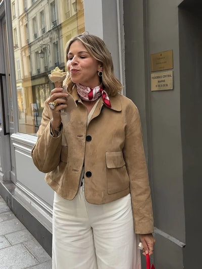Karly - Beige Leather Jacket