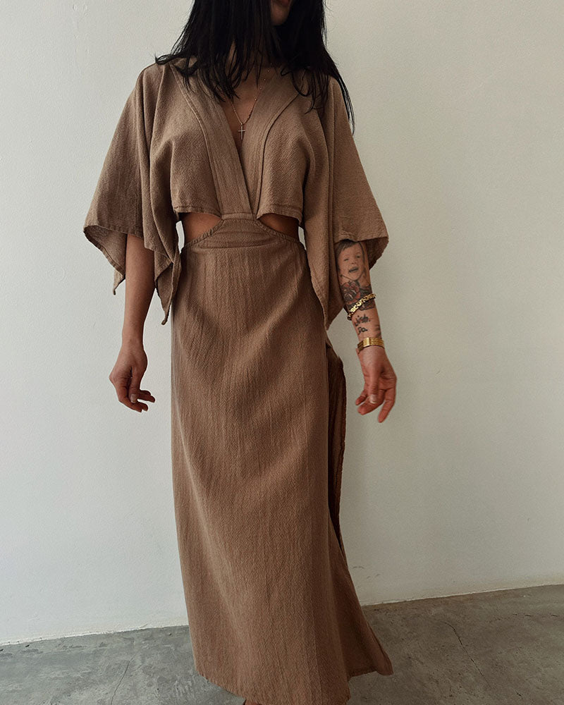 Maddie - Casual Linen V-Neck Maxi Dress