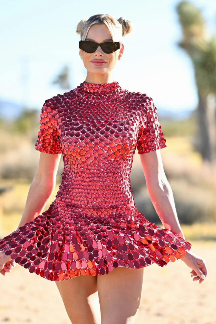 Solene | Shimmer High Neck Mini Dress