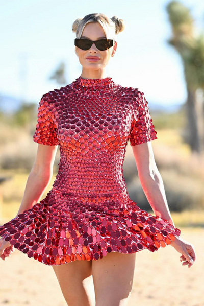 Solene | Shimmer High Neck Mini Dress
