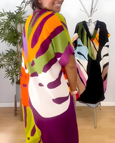Roos™ - Casual Dress with Colorful Leaf Print