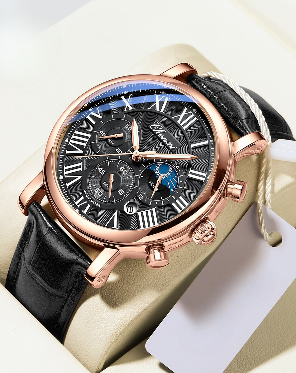 Luxurious Quartz Watch Made from Elegant Leather