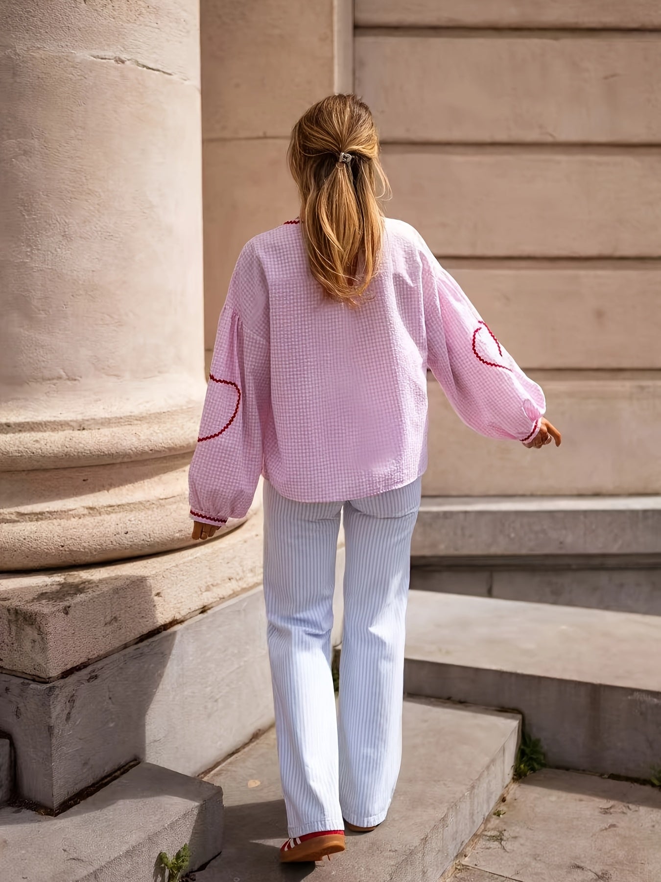 Belle | Classic Gingham Lantern Blouse