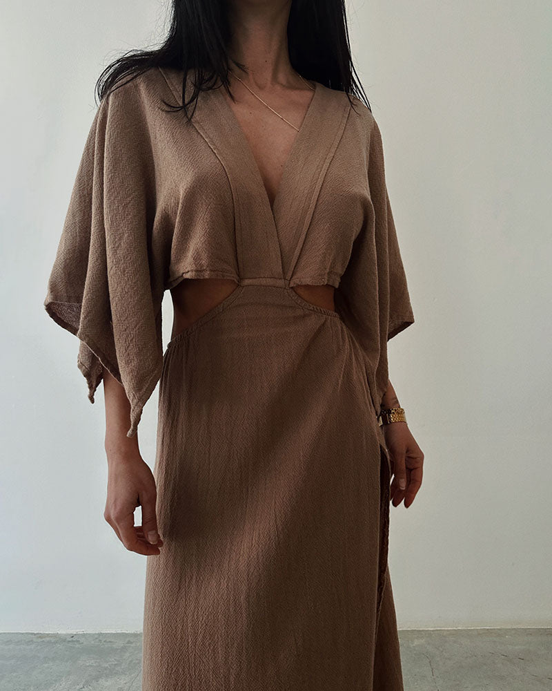 Maddie - Casual Linen V-Neck Maxi Dress
