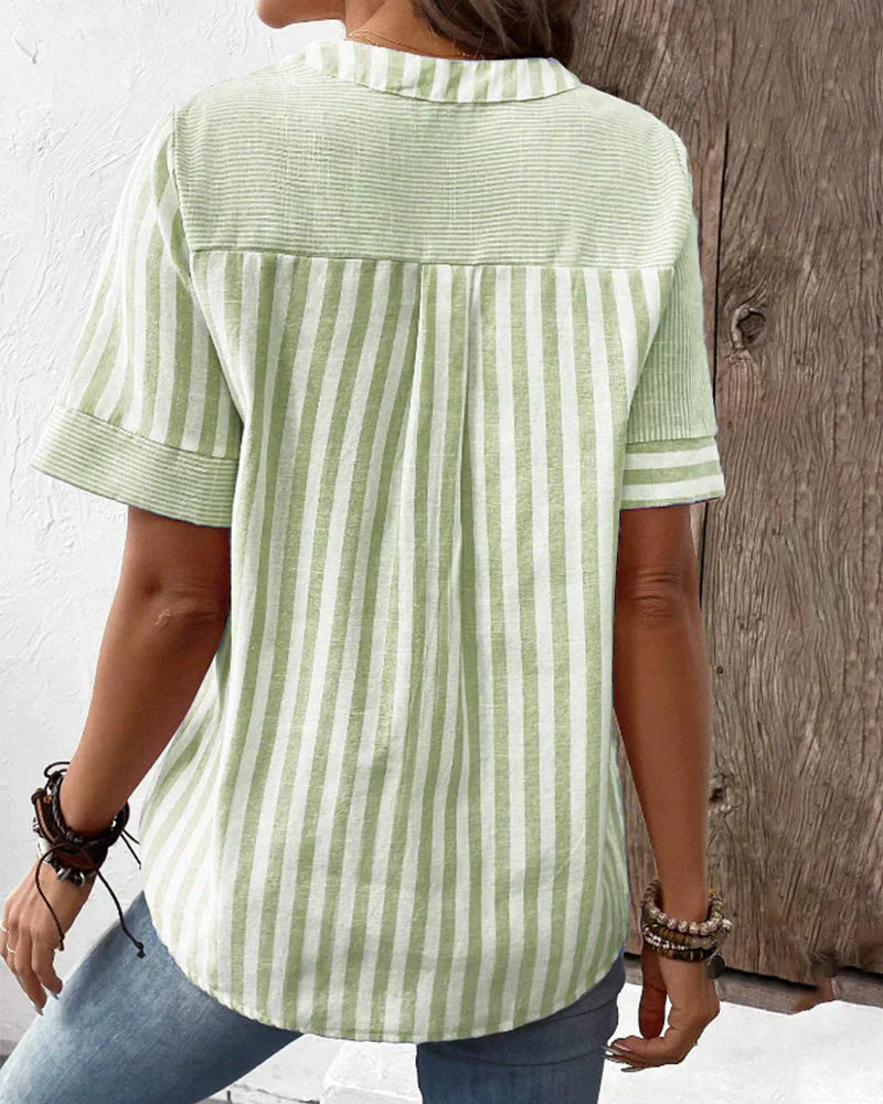 Nora | Striped Button-Down Top