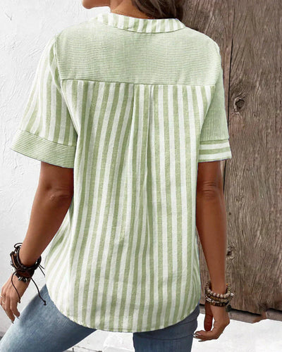 Nora | Striped Button-Down Top
