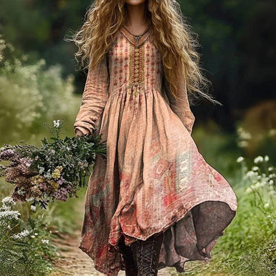 Julia – Vintage Ethnic Print Dress