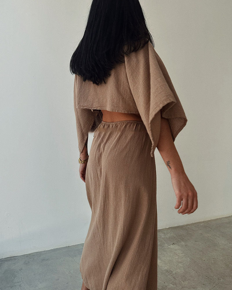 Maddie - Casual Linen V-Neck Maxi Dress