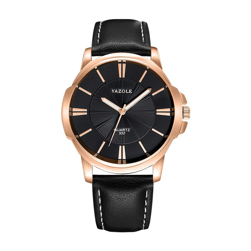 Luxurious Leather Watch with Blue Glass Dial