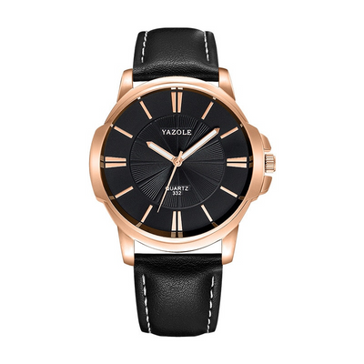 Luxurious Leather Watch with Blue Glass Dial