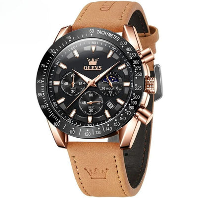 Classic Quartz Watch with Leather Strap