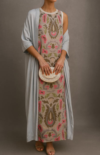 Raffaella – Elegant long dress with matching shawl and refined silhouette for special occasions