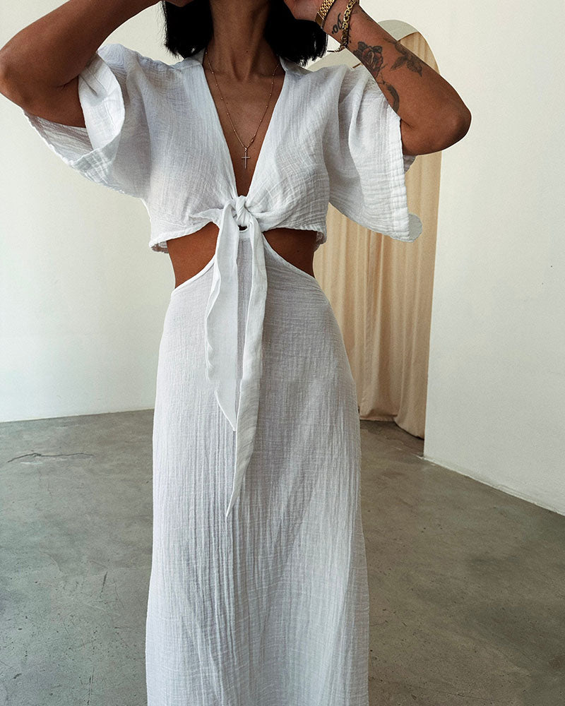 Wency - Stunning Front Lace Up Maxi Dress