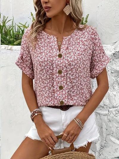 Floral Button-up Blouse