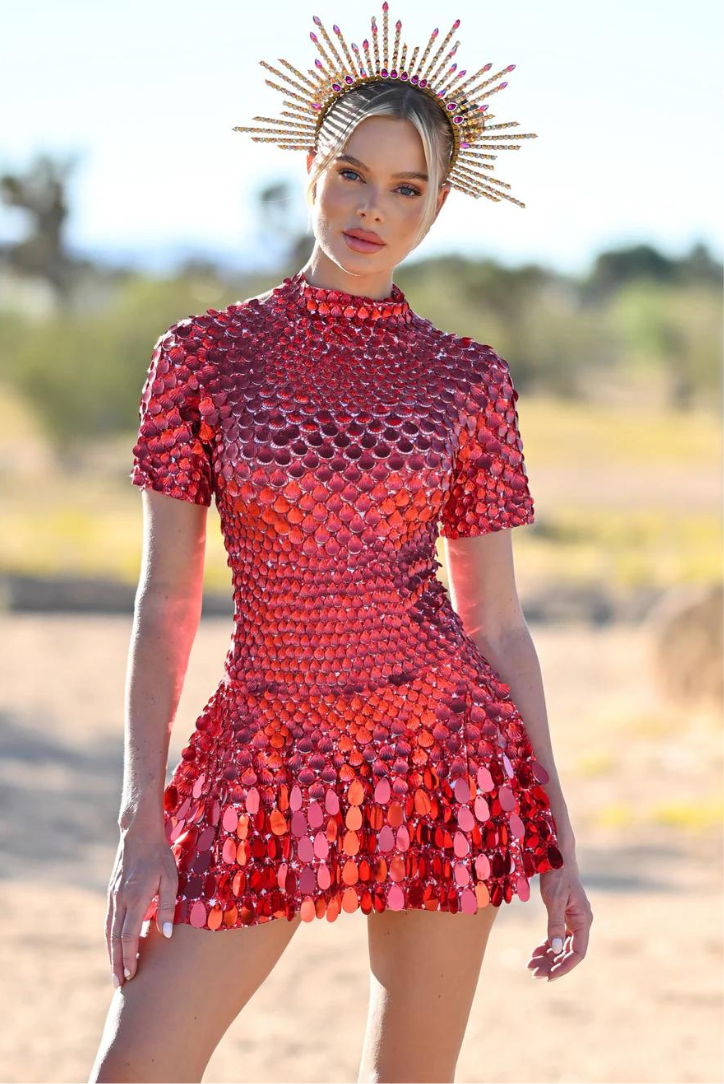 Solene | Shimmer High Neck Mini Dress