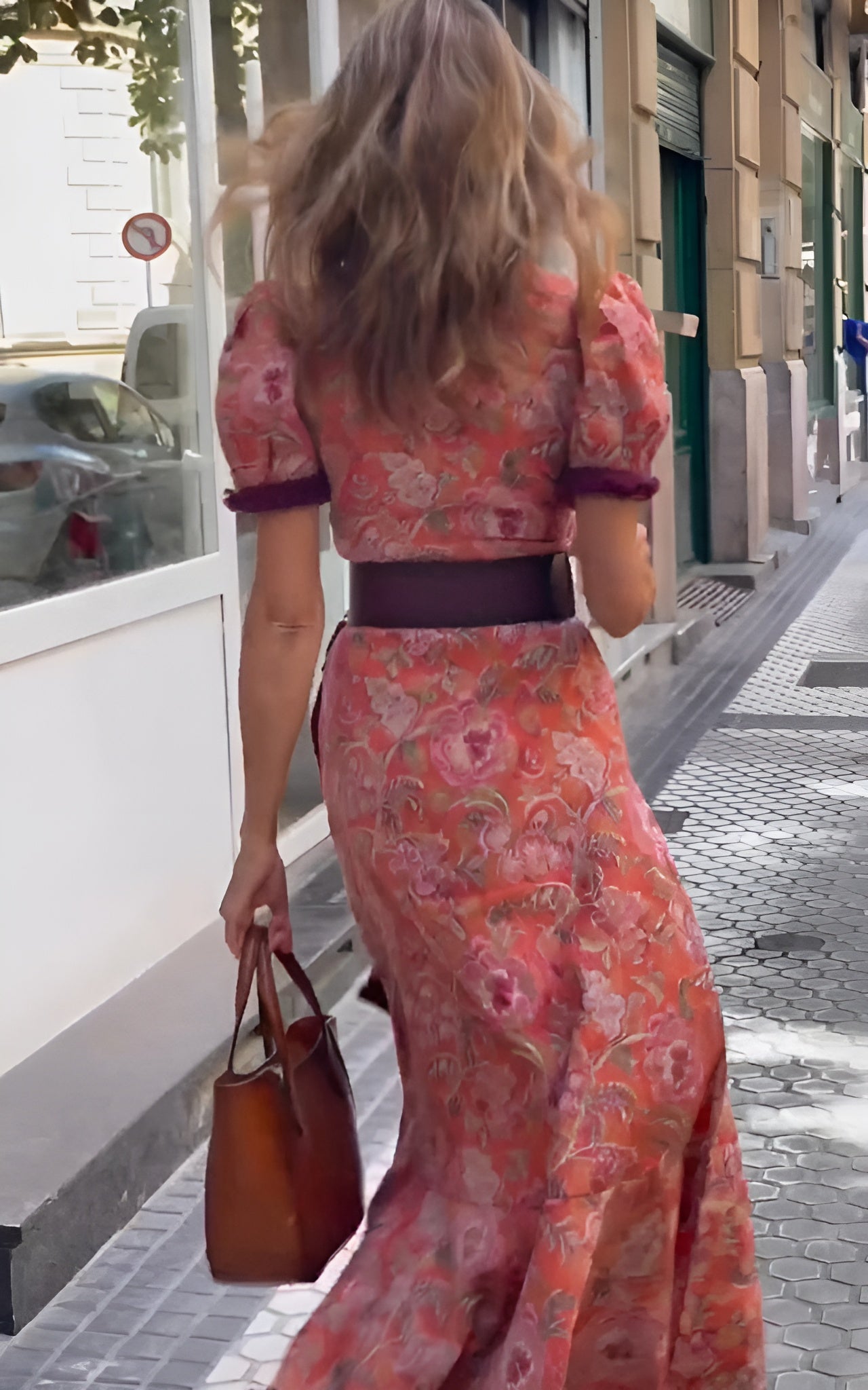 Elegant Short-Sleeved Maxi Dress in Pink
