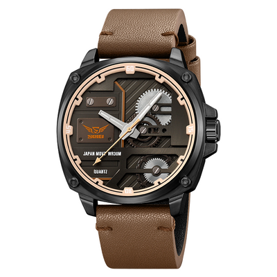 Men's Leather Watch with Quartz Movement