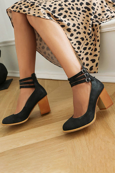 Caa™ – Sleek Sandals with Ankle Strap and Block Heel