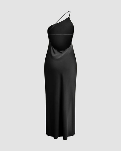 Maliah | Moonlight Open Back Satin Slit Long Dress