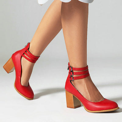 Caa™ – Sleek Sandals with Ankle Strap and Block Heel
