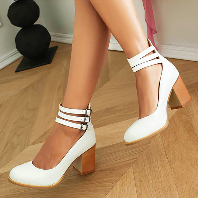 Caa™ – Sleek Sandals with Ankle Strap and Block Heel