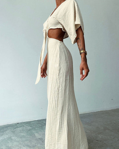 Wency - Stunning Front Lace Up Maxi Dress
