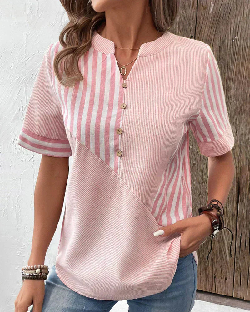 Nora | Striped Button-Down Top