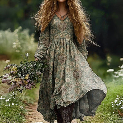 Veronica – Vintage Ethnic Print Dress