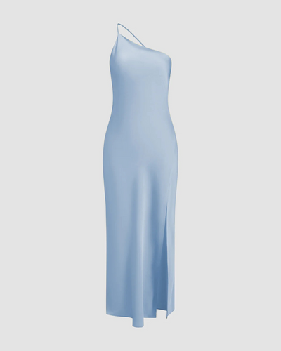 Maliah | Moonlight Open Back Satin Slit Long Dress